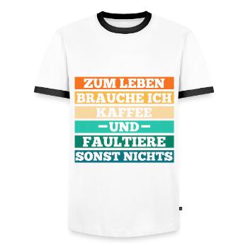 Kaffee Faultier - Männer Kontrast-T-Shirt - Weiß/Schwarz - Vorne - AI Model Female 172 light (172cm) & AI Model Male 178 dark (178cm)