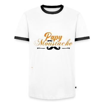 papy moustache, Idée cadeau d'élégance. - T-shirt contrasté Homme - blanc/noir - Devant - AI Model Female 172 light (172cm) & AI Model Male 178 dark (178cm)
