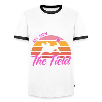Sportfan Fußball Mama Fußball Geschenk - Männer Kontrast-T-Shirt - Weiß/Schwarz - Vorne - AI Model Female 172 light (172cm) & AI Model Male 178 dark (178cm)