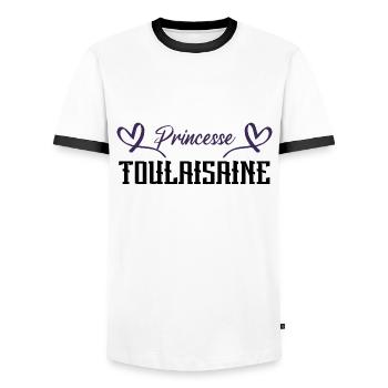 Princesse toulousaine - T-shirt contrasté Homme - blanc/noir - Devant - AI Model Female 172 light (172cm) & AI Model Male 178 dark (178cm)