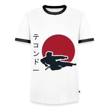 Taekwondo Kampfkunst. Taekwondo Geschenk. Japan - Männer Kontrast-T-Shirt - Weiß/Schwarz - Vorne - AI Model Female 172 light (172cm) & AI Model Male 178 dark (178cm)