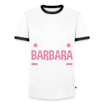 Barbara - Männer Kontrast-T-Shirt - Weiß/Schwarz - Vorne - AI Model Female 172 light (172cm) & AI Model Male 178 dark (178cm)
