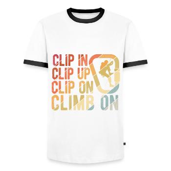 Klettern Bouldern - Männer Kontrast-T-Shirt - Weiß/Schwarz - Vorne - AI Model Female 172 light (172cm) & AI Model Male 178 dark (178cm)