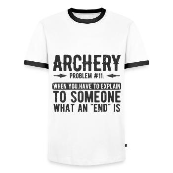 Bogenschießen Archery - Männer Kontrast-T-Shirt - Weiß/Schwarz - Vorne - AI Model Female 172 light (172cm) & AI Model Male 178 dark (178cm)