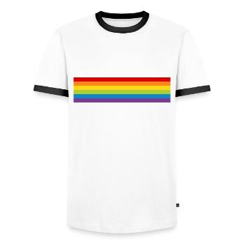 LGBT Pride Flag CSD Regenbogen Flagge Pride Month - Männer Kontrast-T-Shirt - Weiß/Schwarz - Vorne - AI Model Female 172 light (172cm) & AI Model Male 178 dark (178cm)