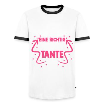 Patentante Coole Tante - Männer Kontrast-T-Shirt - Weiß/Schwarz - Vorne - AI Model Female 172 light (172cm) & AI Model Male 178 dark (178cm)