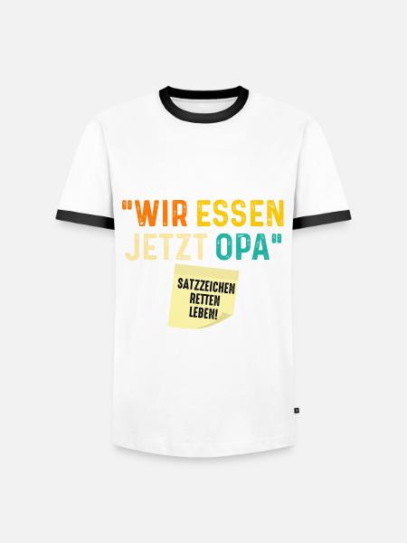 Wir essen jetzt Opa - Männer Kontrast-T-Shirt - Weiß/Schwarz
