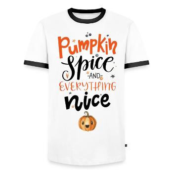 Épices à la citrouille et tout est agréable - T-shirt contrasté Homme - blanc/noir - Devant - AI Model Female 172 light (172cm) & AI Model Male 178 dark (178cm)