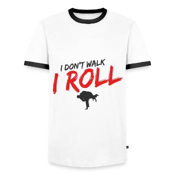 BJJ Jiu Jitsu - Männer Kontrast-T-Shirt - Weiß/Schwarz - Vorne - AI Model Female 172 light (172cm) & AI Model Male 178 dark (178cm)