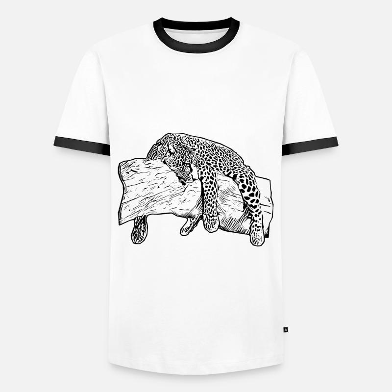 leopard - Men's Ringer Shirt - white/black