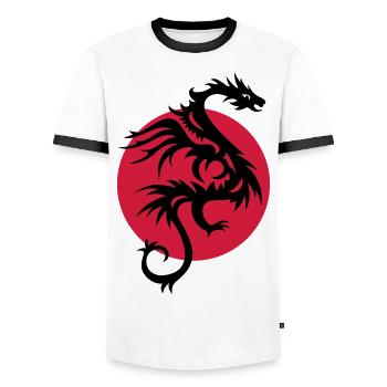 DRAGON SUN - T-shirt contrasté Homme - blanc/noir - Devant - AI Model Female 172 light (172cm) & AI Model Male 178 dark (178cm)