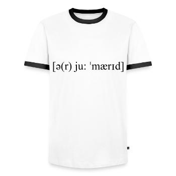 Bist Du verheiratet ? - Männer Kontrast-T-Shirt - Weiß/Schwarz - Vorne - AI Model Female 172 light (172cm) & AI Model Male 178 dark (178cm)