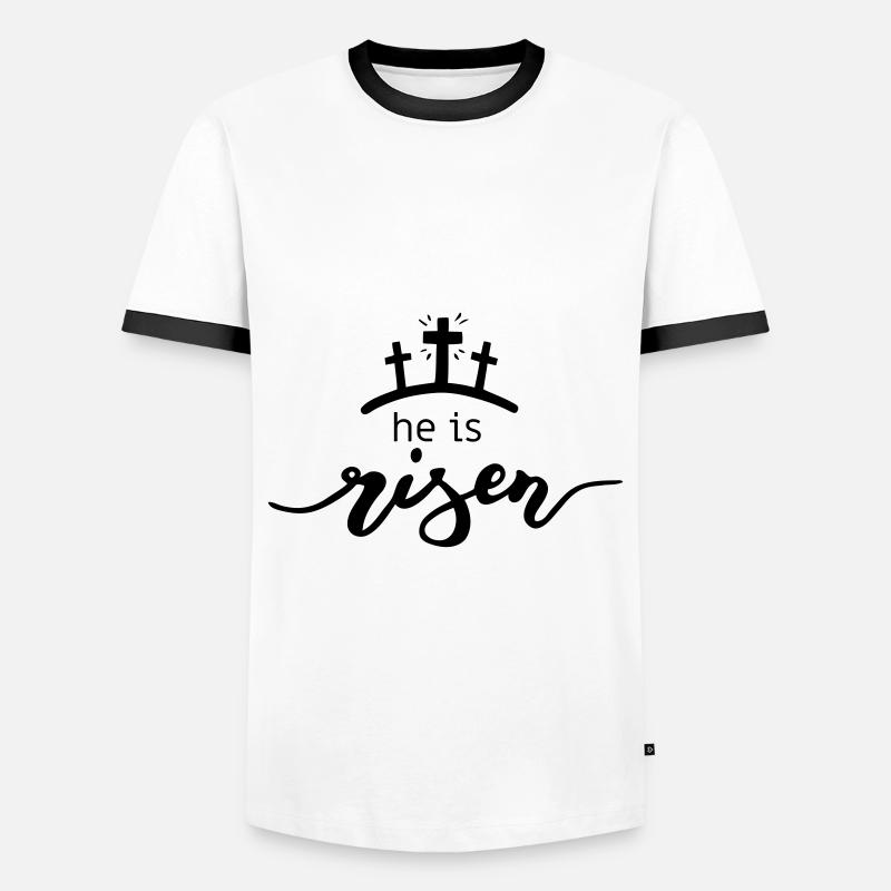 he is risen - Men's Ringer Shirt - white/black
