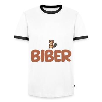 Nagetier Biberliebhaber Biber - Männer Kontrast-T-Shirt - Weiß/Schwarz - Vorne - AI Model Female 172 light (172cm) & AI Model Male 178 dark (178cm)