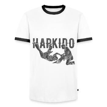 Koreanischer Kampfsport Hapkido - Männer Kontrast-T-Shirt - Weiß/Schwarz - Vorne - AI Model Female 172 light (172cm) & AI Model Male 178 dark (178cm)