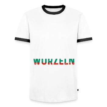 AmerikanischeWurzeln Balkan Bulgare Bulgarien - Männer Kontrast-T-Shirt - Weiß/Schwarz - Vorne - AI Model Female 172 light (172cm) & AI Model Male 178 dark (178cm)