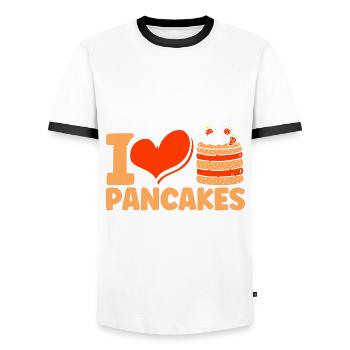 Pancakes Lovers Breakfast Pancakes Fluffi - Men's Ringer Shirt - white/black - Front - AI Model Female 172 light (172cm) & AI Model Male 178 dark (178cm)