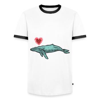 baleines mer poisson eau mer mer cachalot coeur - T-shirt contrasté Homme - blanc/noir - Devant - AI Model Female 172 light (172cm) & AI Model Male 178 dark (178cm)
