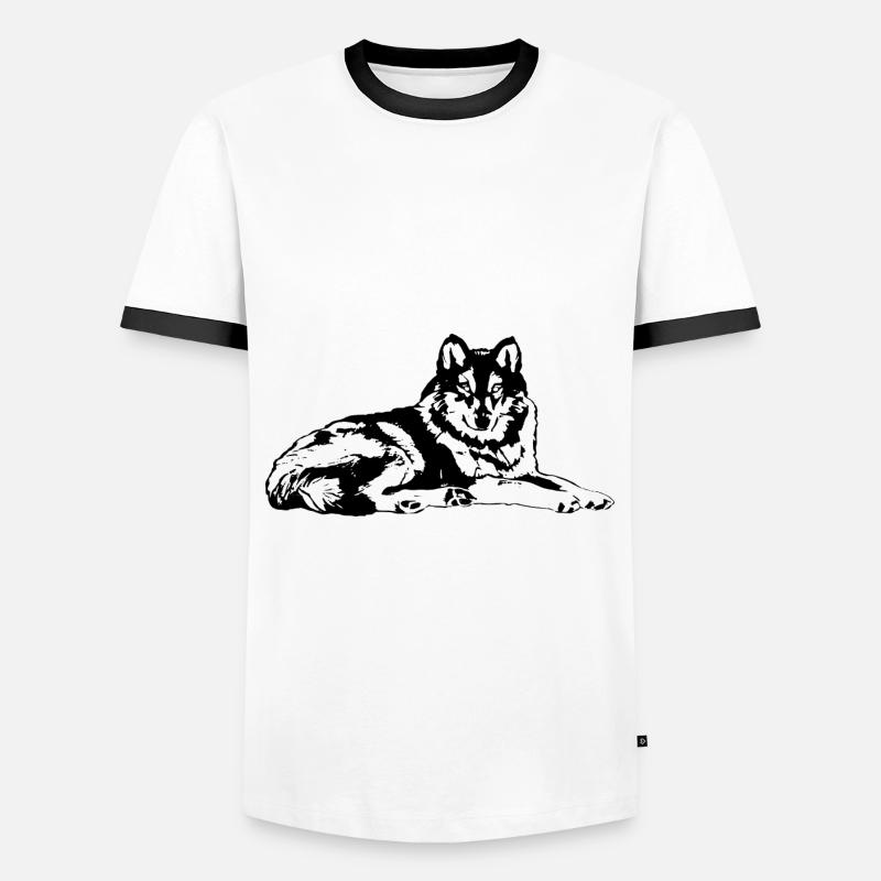 wolf - Men's Ringer Shirt - white/black