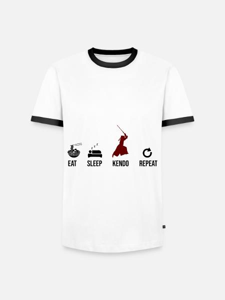 Japanischer Schwertkampf Kendo - Männer Kontrast-T-Shirt - Weiß/Schwarz