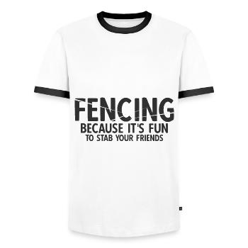Fechten - Männer Kontrast-T-Shirt - Weiß/Schwarz - Vorne - AI Model Female 172 light (172cm) & AI Model Male 178 dark (178cm)