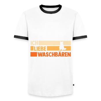 Tiermotiv Waschbär - Männer Kontrast-T-Shirt - Weiß/Schwarz - Vorne - AI Model Female 172 light (172cm) & AI Model Male 178 dark (178cm)