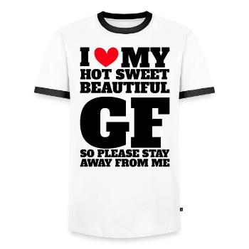 Ich Liebe Meine Freundin Paare Freund Geschenkidee - Männer Kontrast-T-Shirt - Weiß/Schwarz - Vorne - AI Model Female 172 light (172cm) & AI Model Male 178 dark (178cm)
