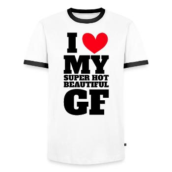 Ich Liebe Meine Freundin Paare Freund Geschenkidee - Männer Kontrast-T-Shirt - Weiß/Schwarz - Vorne - AI Model Female 172 light (172cm) & AI Model Male 178 dark (178cm)