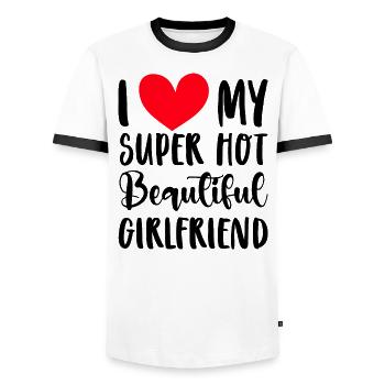 Ich Liebe Meine Freundin Paare Freund Geschenkidee - Männer Kontrast-T-Shirt - Weiß/Schwarz - Vorne - AI Model Female 172 light (172cm) & AI Model Male 178 dark (178cm)