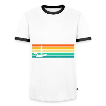Segelboot Retro Segler Segeln - Männer Kontrast-T-Shirt - Weiß/Schwarz - Vorne - AI Model Female 172 light (172cm) & AI Model Male 178 dark (178cm)