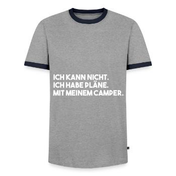 Wohnmobil Wohnwagen Caravan Camper Camping - Männer Kontrast-T-Shirt - Grau/Navy  - Vorne - AI Model Female 172 light (172cm) & AI Model Male 178 light (178cm)