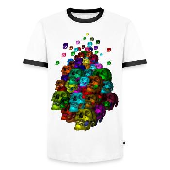 Colorful skull pile - Men's Ringer Shirt - white/black - Front - AI Model Female 172 light (172cm) & AI Model Male 178 dark (178cm)