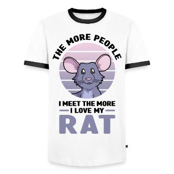 Rat as a pet - Men's Ringer Shirt - white/black - Front - AI Model Female 172 light (172cm) & AI Model Male 178 dark (178cm)