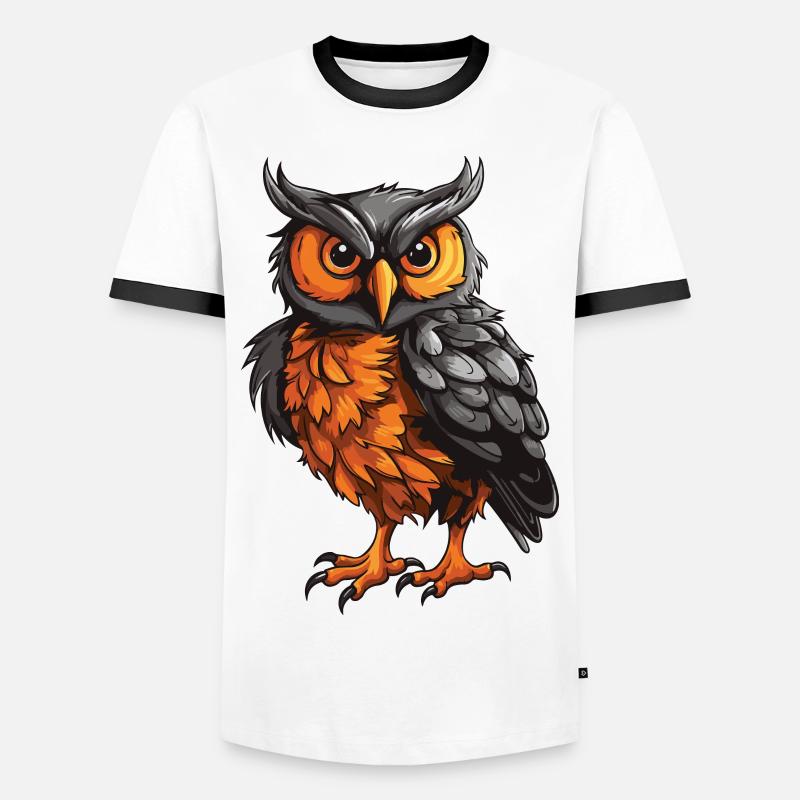 Eule Tier - Männer Kontrast-T-Shirt - Weiß/Schwarz