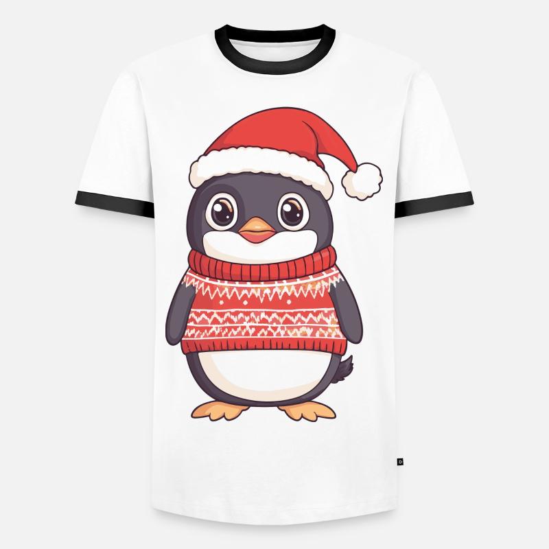 Penguin Christmas Comic - Men's Ringer Shirt - white/black