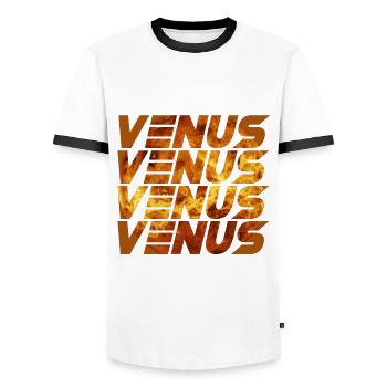 Conception de Venus - T-shirt contrasté Homme - blanc/noir - Devant - AI Model Female 172 light (172cm) & AI Model Male 178 dark (178cm)