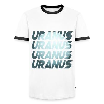 Conception d’Uranus - T-shirt contrasté Homme - blanc/noir - Devant - AI Model Female 172 light (172cm) & AI Model Male 178 dark (178cm)