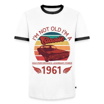 Je ne suis pas vieux je suis un classique - T-shirt contrasté Homme - blanc/noir - Devant - AI Model Female 172 light (172cm) & AI Model Male 178 dark (178cm)