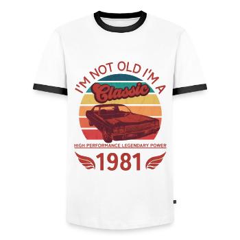 Je ne suis pas vieux je suis un classique - T-shirt contrasté Homme - blanc/noir - Devant - AI Model Female 172 light (172cm) & AI Model Male 178 dark (178cm)