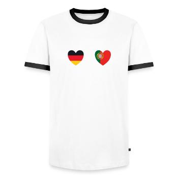 Heartbeat heartbeat Allemagne Portugal w 0761 - T-shirt contrasté Homme - blanc/noir - Devant - AI Model Female 172 light (172cm) & AI Model Male 178 dark (178cm)