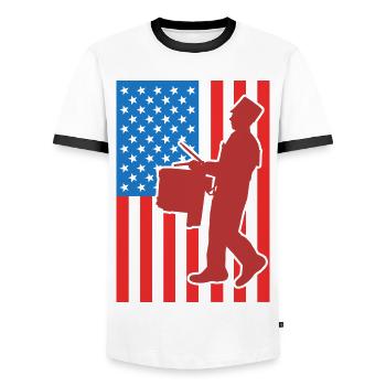 Drapeau de Drum USA - T-shirt contrasté Homme - blanc/noir - Devant - AI Model Female 172 light (172cm) & AI Model Male 178 dark (178cm)