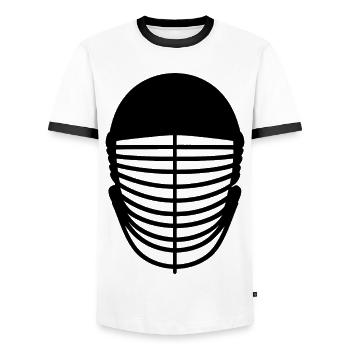 Fencing mask - Men's Ringer Shirt - white/black - Front - AI Model Female 172 light (172cm) & AI Model Male 178 dark (178cm)