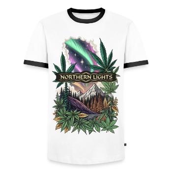 Northern Lights - Men's Ringer Shirt - white/black - Front - AI Model Female 172 light (172cm) & AI Model Male 178 dark (178cm)