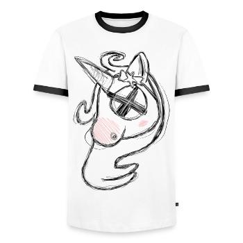 Dead Uni Grey - Men's Ringer Shirt - white/black - Front - AI Model Female 172 light (172cm) & AI Model Male 178 dark (178cm)