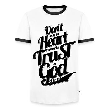 Confiance en Dieu - T-shirt contrasté Homme - blanc/noir - Devant - AI Model Female 172 light (172cm) & AI Model Male 178 dark (178cm)