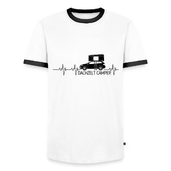 Dachzelt Camping | Geschenk für alle Camper - Männer Kontrast-T-Shirt - Weiß/Schwarz - Vorne - AI Model Female 172 light (172cm) & AI Model Male 178 dark (178cm)