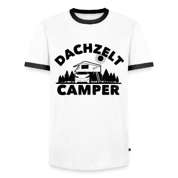 Dachzelt Camper | Klappdachzelt Camping Urlaub - Männer Kontrast-T-Shirt - Weiß/Schwarz - Vorne - AI Model Female 172 light (172cm) & AI Model Male 178 dark (178cm)
