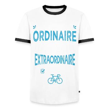 mec ordinaire le ventoux à vélo velo cycliste - T-shirt contrasté Homme - blanc/noir - Devant - AI Model Female 172 light (172cm) & AI Model Male 178 dark (178cm)