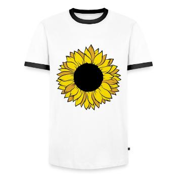 Sonnenblume Kostüm Karneval Fasching Gelbe Blume - Männer Kontrast-T-Shirt - Weiß/Schwarz - Vorne - AI Model Female 172 light (172cm) & AI Model Male 178 dark (178cm)