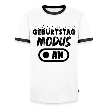 Geburtstag Modus an lustige Geburtstag Sprüche - Männer Kontrast-T-Shirt - Weiß/Schwarz - Vorne - AI Model Female 172 light (172cm) & AI Model Male 178 dark (178cm)
